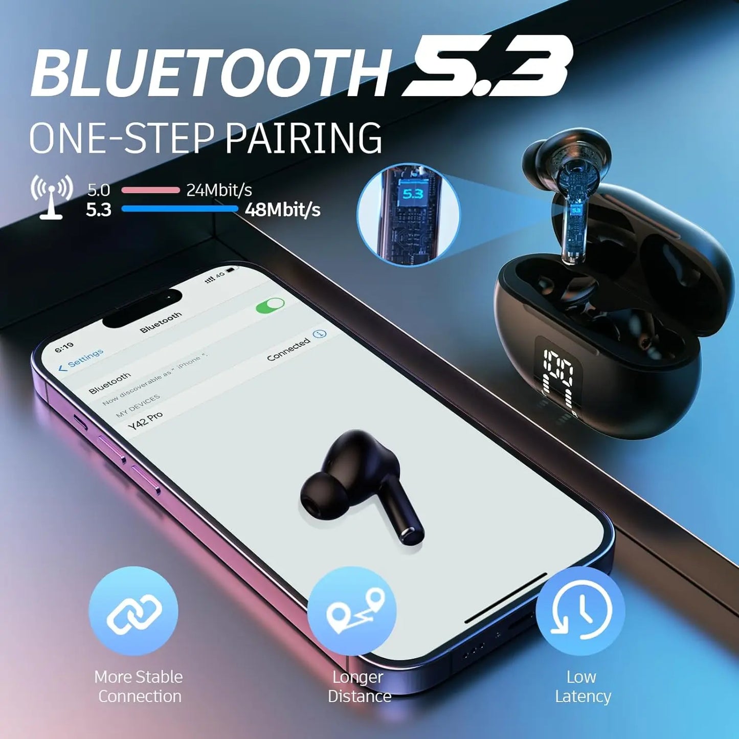 Wireless Earphone Bluetooth 5.3 Headphone 60H