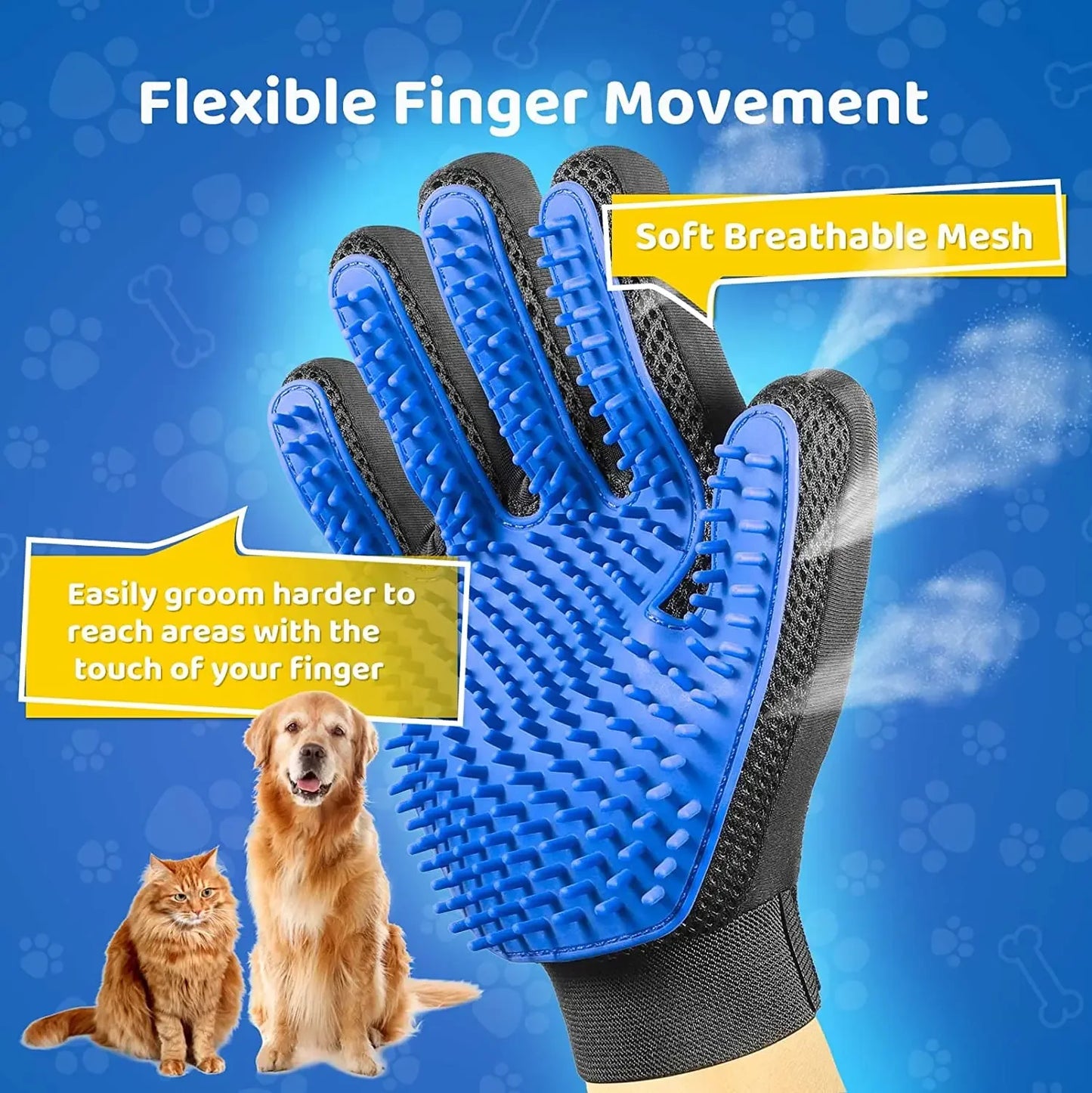 Pet Grooming Glove Gentle Efficient Pet Hair