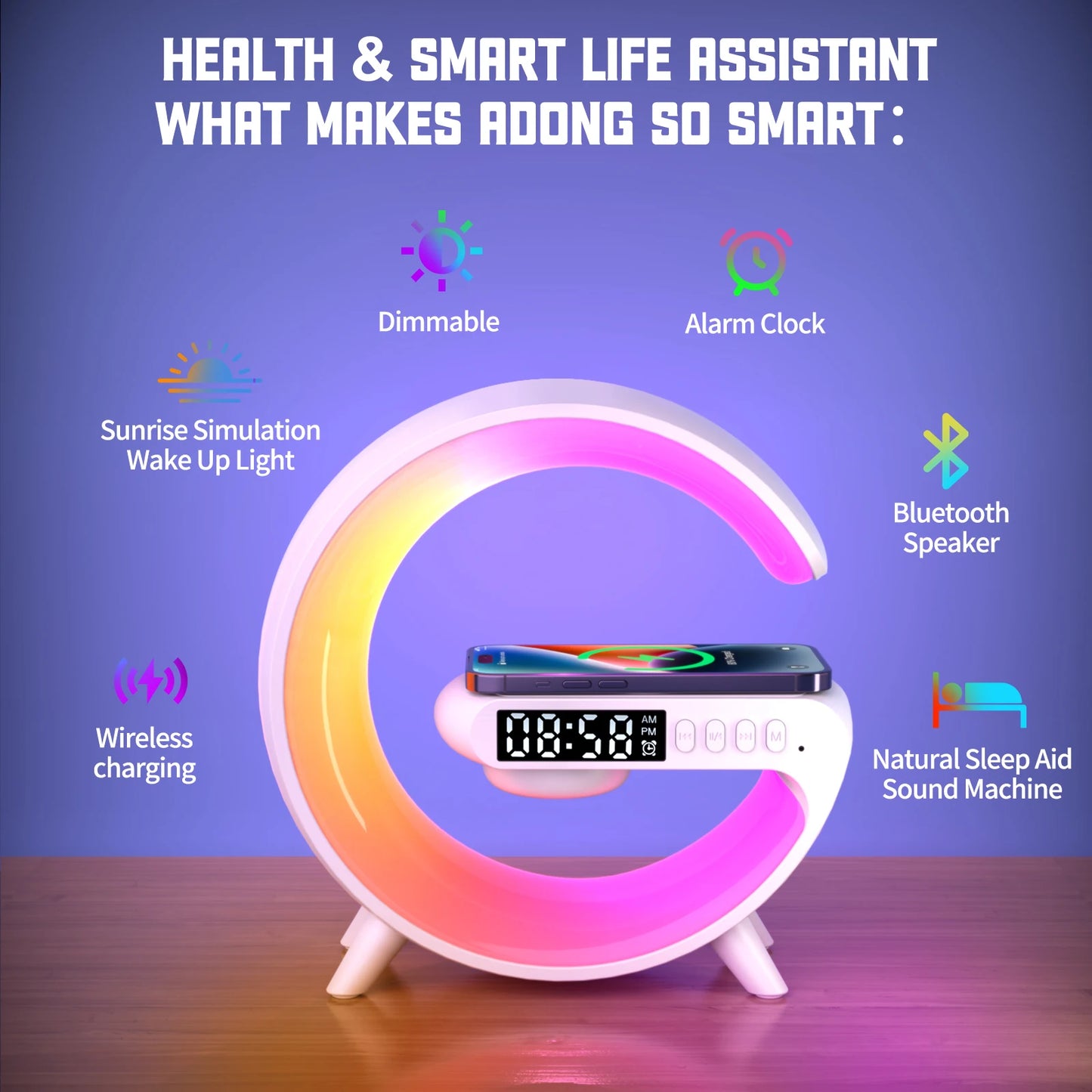 LED Smart Wake Up Light RGB Night Light with Wireless