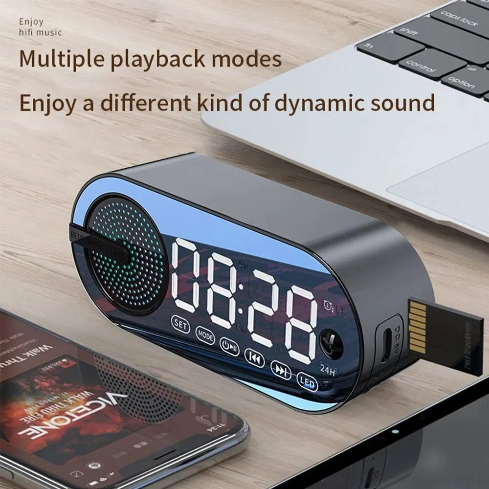 Quiet Wireless Bluetooth Speaker Alarm Clock RGB