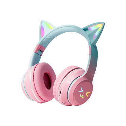 Gradient wireless Headphones RGB cute cat ear