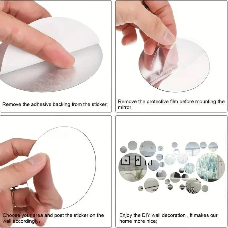 26 pcs 3D Acrylic Mirror Wall Sticker Round Mirror