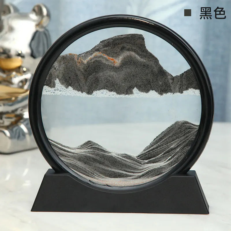 3D Moving Sand Art Picture Round Glass Deep Sea