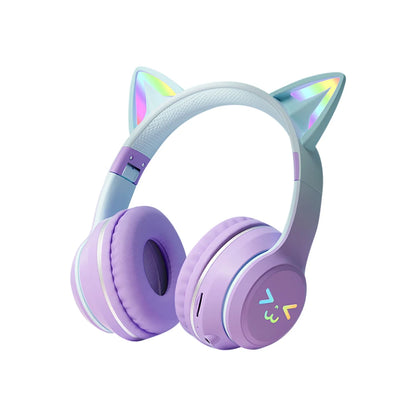 Gradient wireless Headphones RGB cute cat ear