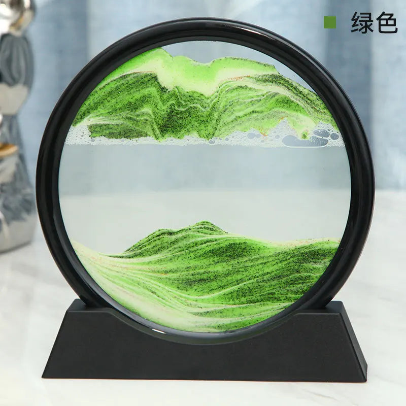 3D Moving Sand Art Picture Round Glass Deep Sea