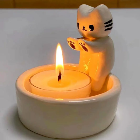 Kitten Candle Holder Cute Cat Candlestick Creative