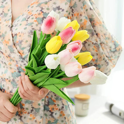 10Pcs Artificial Flower Realistic Touch Tulip Scrap