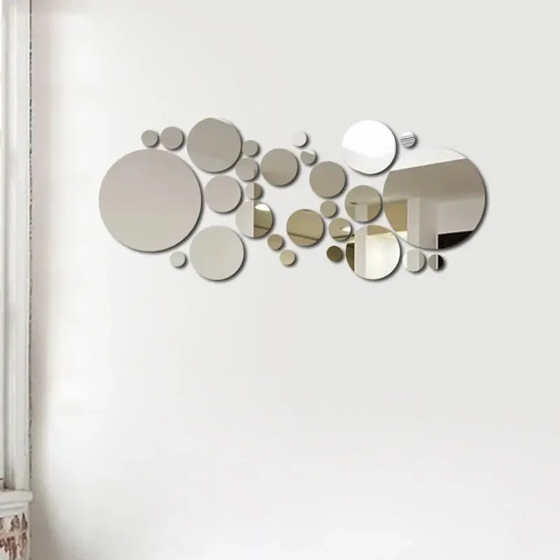 26 pcs 3D Acrylic Mirror Wall Sticker Round Mirror