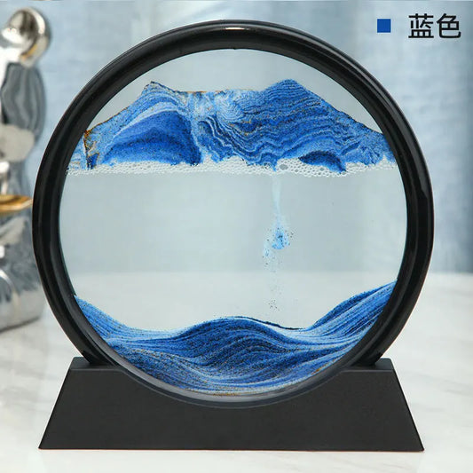 3D Moving Sand Art Picture Round Glass Deep Sea