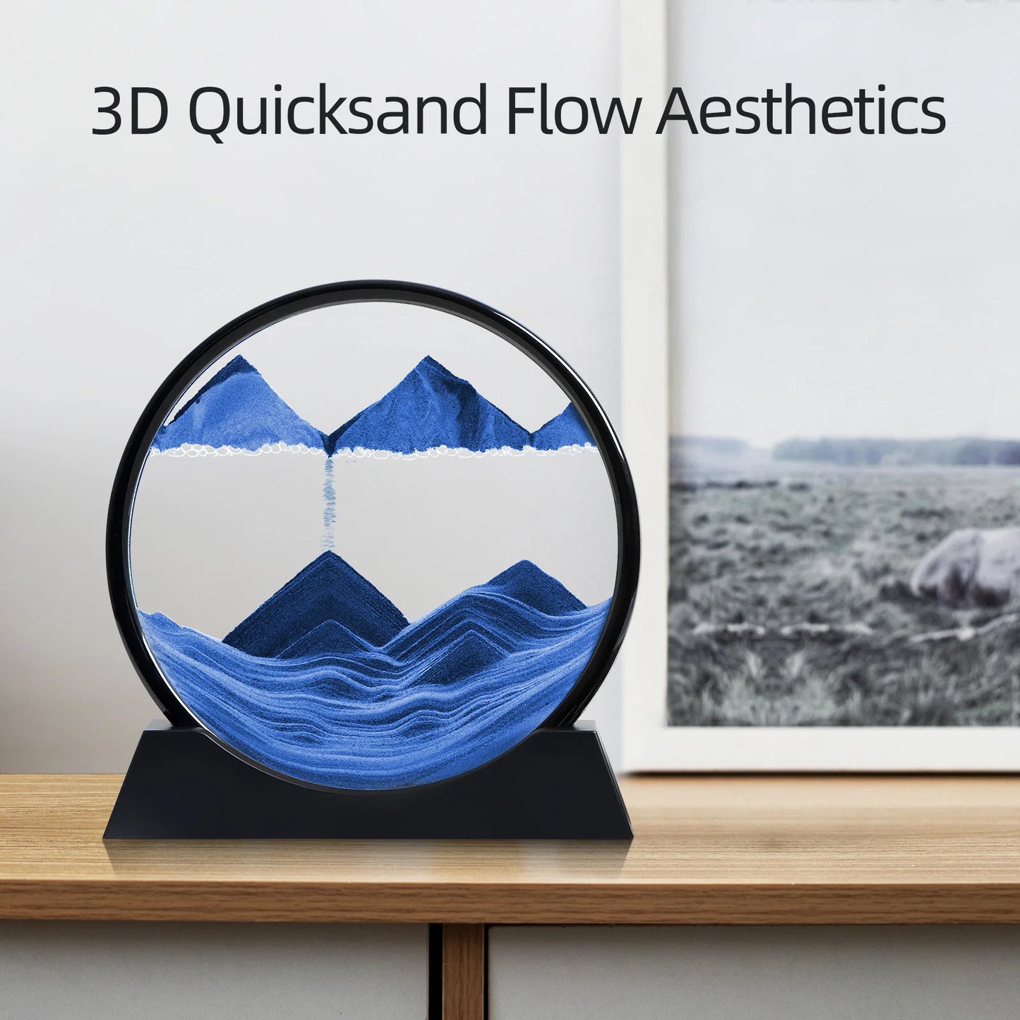 3D Moving Sand Art Picture Round Glass Deep Sea