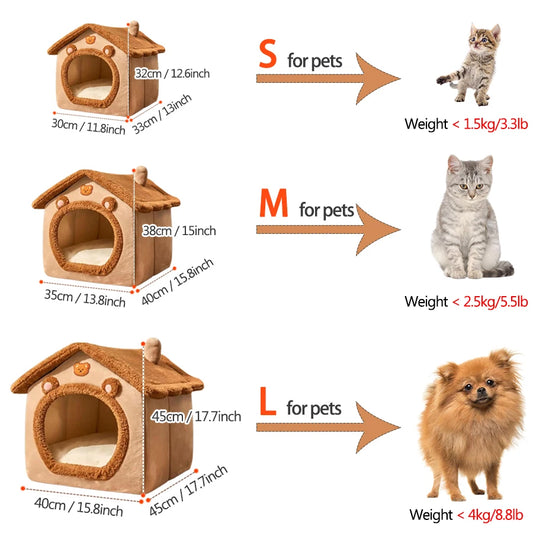 Foldable Pet House Removable Washable Cat