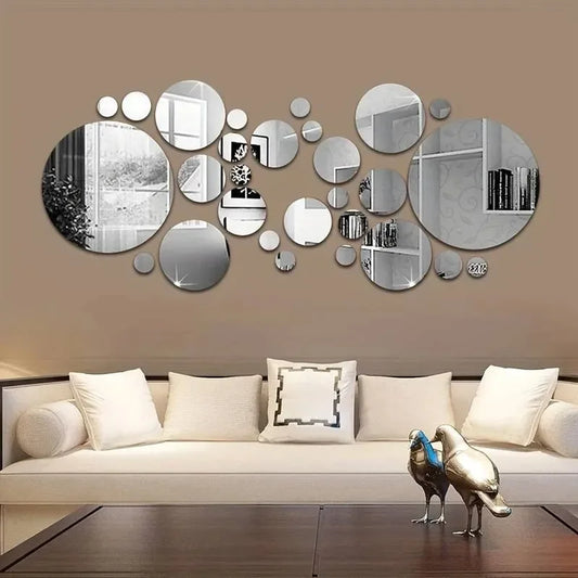 26 pcs 3D Acrylic Mirror Wall Sticker Round Mirror