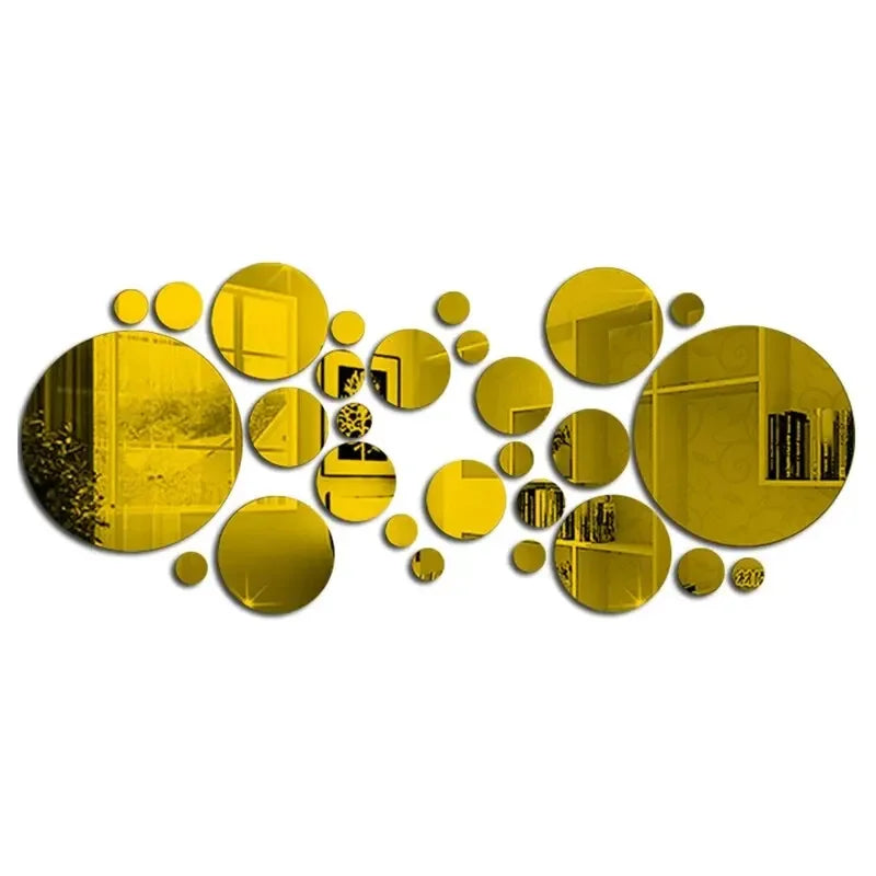 26 pcs 3D Acrylic Mirror Wall Sticker Round Mirror