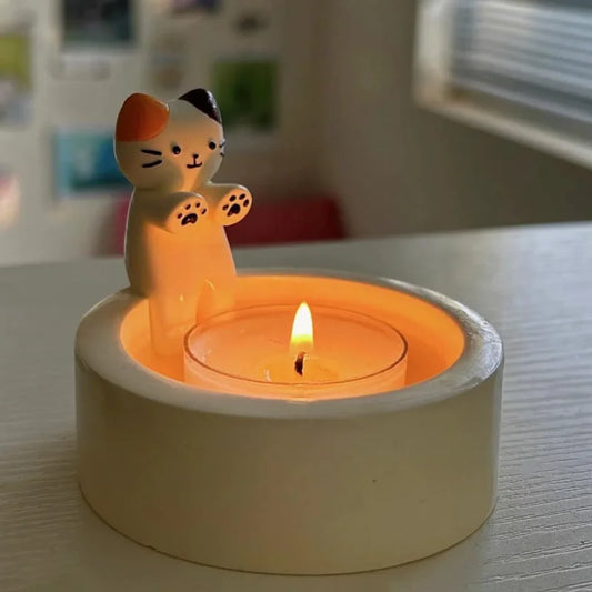Kitten Candle Holder Cute Cat Candlestick Creative