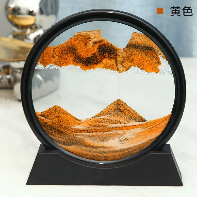 3D Moving Sand Art Picture Round Glass Deep Sea
