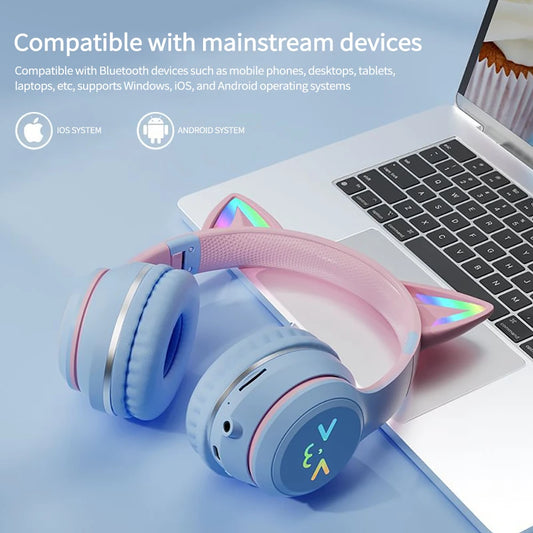 Gradient wireless Headphones RGB cute cat ear