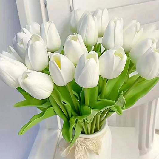 10Pcs Artificial Flower Realistic Touch Tulip Scrap