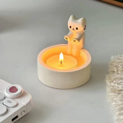 Kitten Candle Holder Cute Cat Candlestick Creative