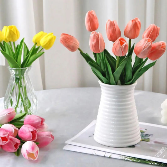 10Pcs Artificial Flower Realistic Touch Tulip Scrap