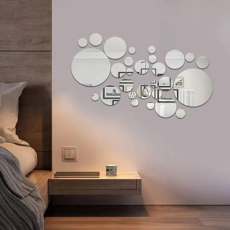 26 pcs 3D Acrylic Mirror Wall Sticker Round Mirror
