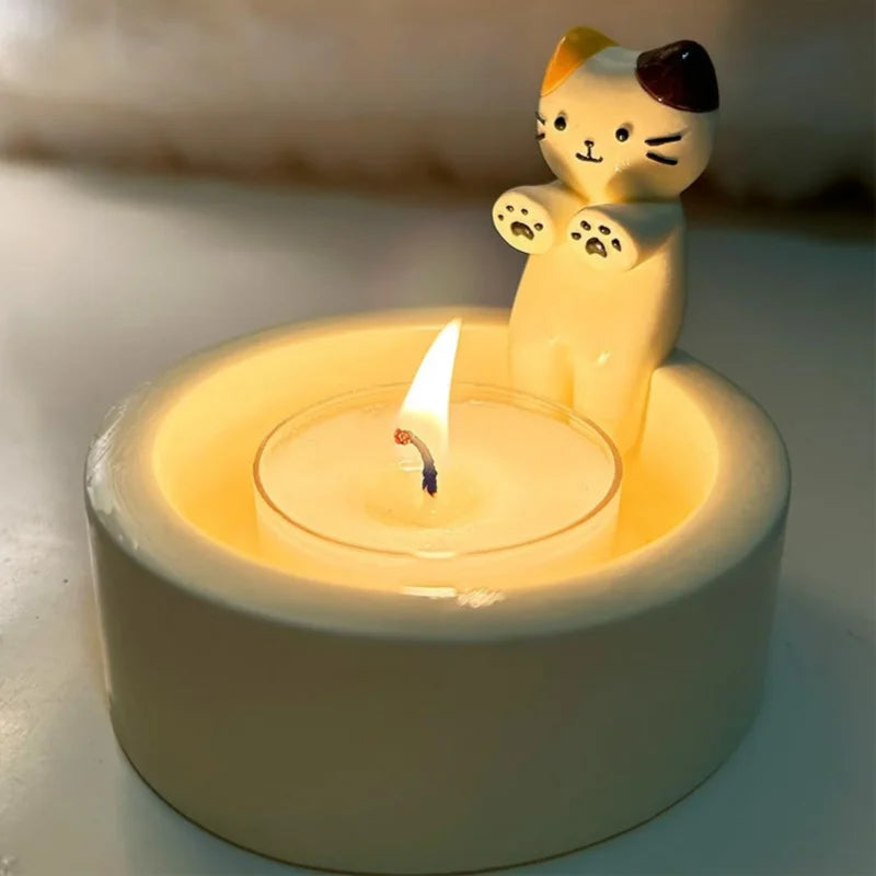 Kitten Candle Holder Cute Cat Candlestick Creative